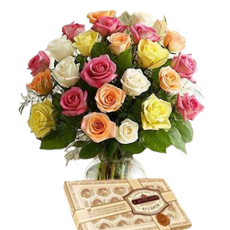 25 colorful roses with chokolates | Flower Delivery Ulyanovsk