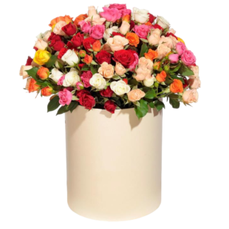 Mixed roses in a hatbox | Flower Delivery Ulyanovsk