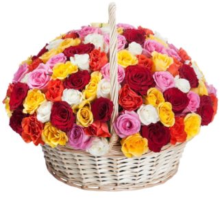 51 colorful roses in the basket | Flower Delivery Ulyanovsk